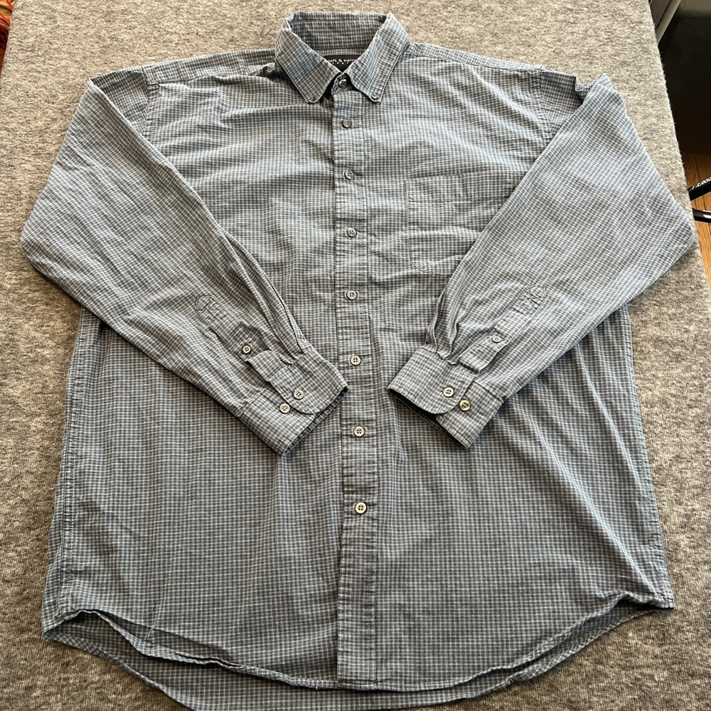 Croft & Barrow Shirt LT Large Tall Mens Button Down Blue Plaid‎ Ready To Wear